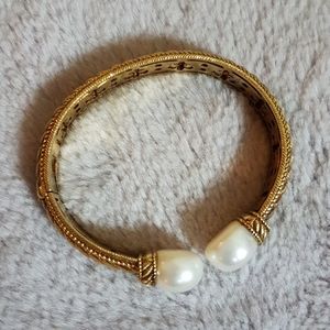Judith Ripka Gold tone Pearl cuff bracelet